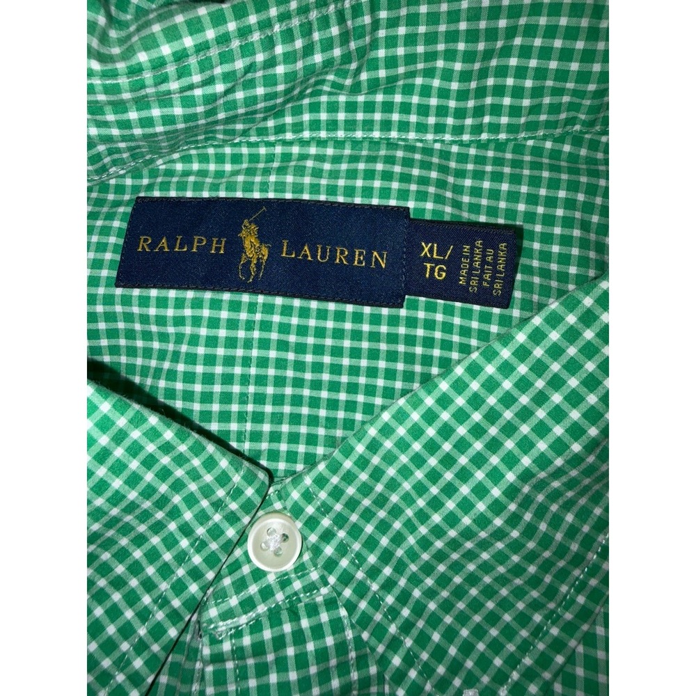 Polo Ralph Lauren Men's Long Sleeve Green Plaid Button Down XL 100% Cotton - Picture 6 of 7